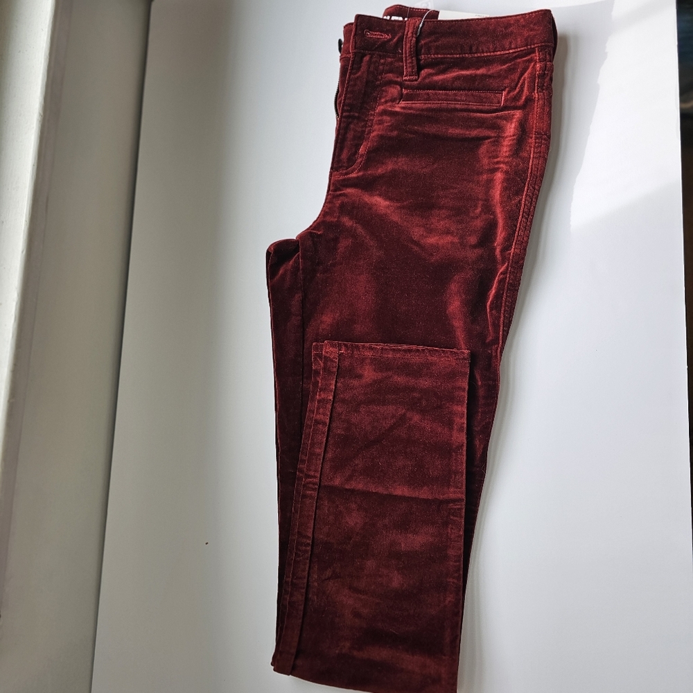 NWT Lands' End Richest Garnet Mid Rise Velvet Pants Size 6 - Picture 10 of 10